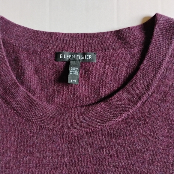 New Eileen Fisher Sleeveless Sweater Size L Merlot Tencel Lyocell, Merino Wool, - Picture 2 of 5